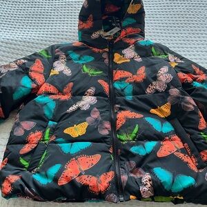 Alice + Olivia Multicolor Fully Reversibile Butterfly or Flowers Puffer Jacket